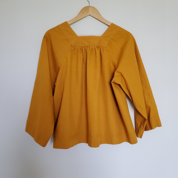Madewell Square-Neck Wide Sleeves Top in Mustard - Picture 8 of 12